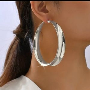 Silver Chunky Hoop Earrings